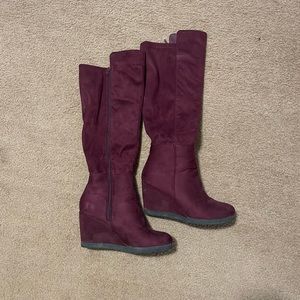 ShoeDazzle Maranda Knee High Maroon Boots- Size 10- Like New